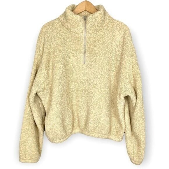 H&M Cozy Oatmeal Zipper Sherpa Pullover Sweater - Picture 2 of 6
